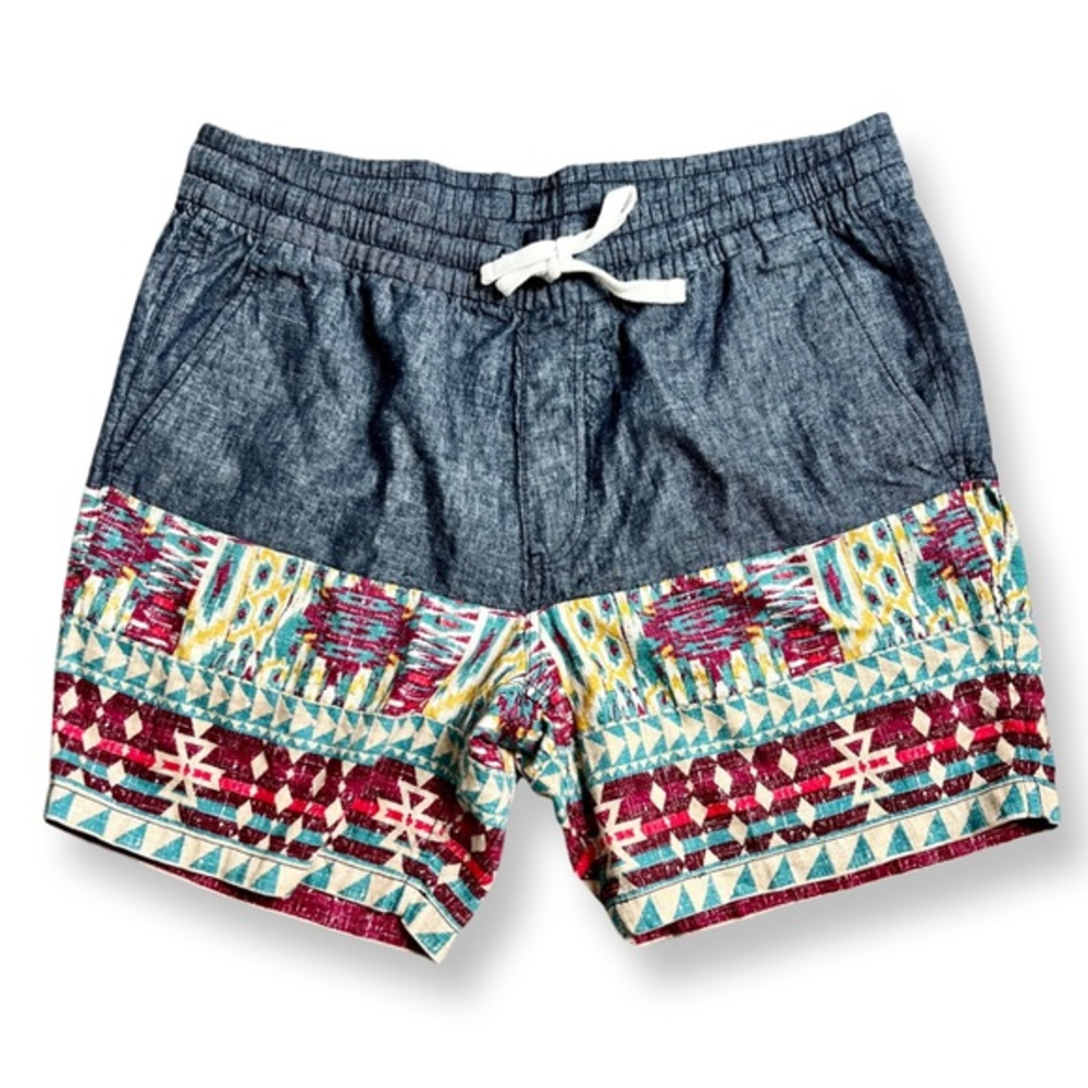 Sun + Stone Colm Regular-Fit Geo-Print Linen Drawstring Shorts‎